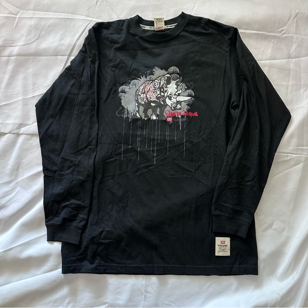 Size L: Ecko Unltd Graphic Rhino Vintage Long Sleeve Tee Y2K